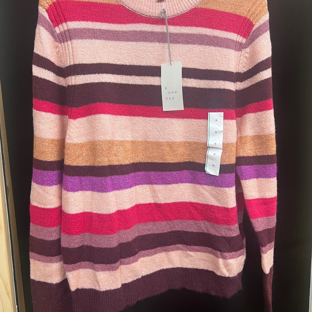a new day Women's Striped Sweater - Pink, Purple, Orange
